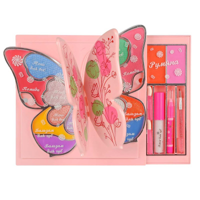 Набор косметики для девочек в кейсе Крылья бабочки Зефирка K-0046 2